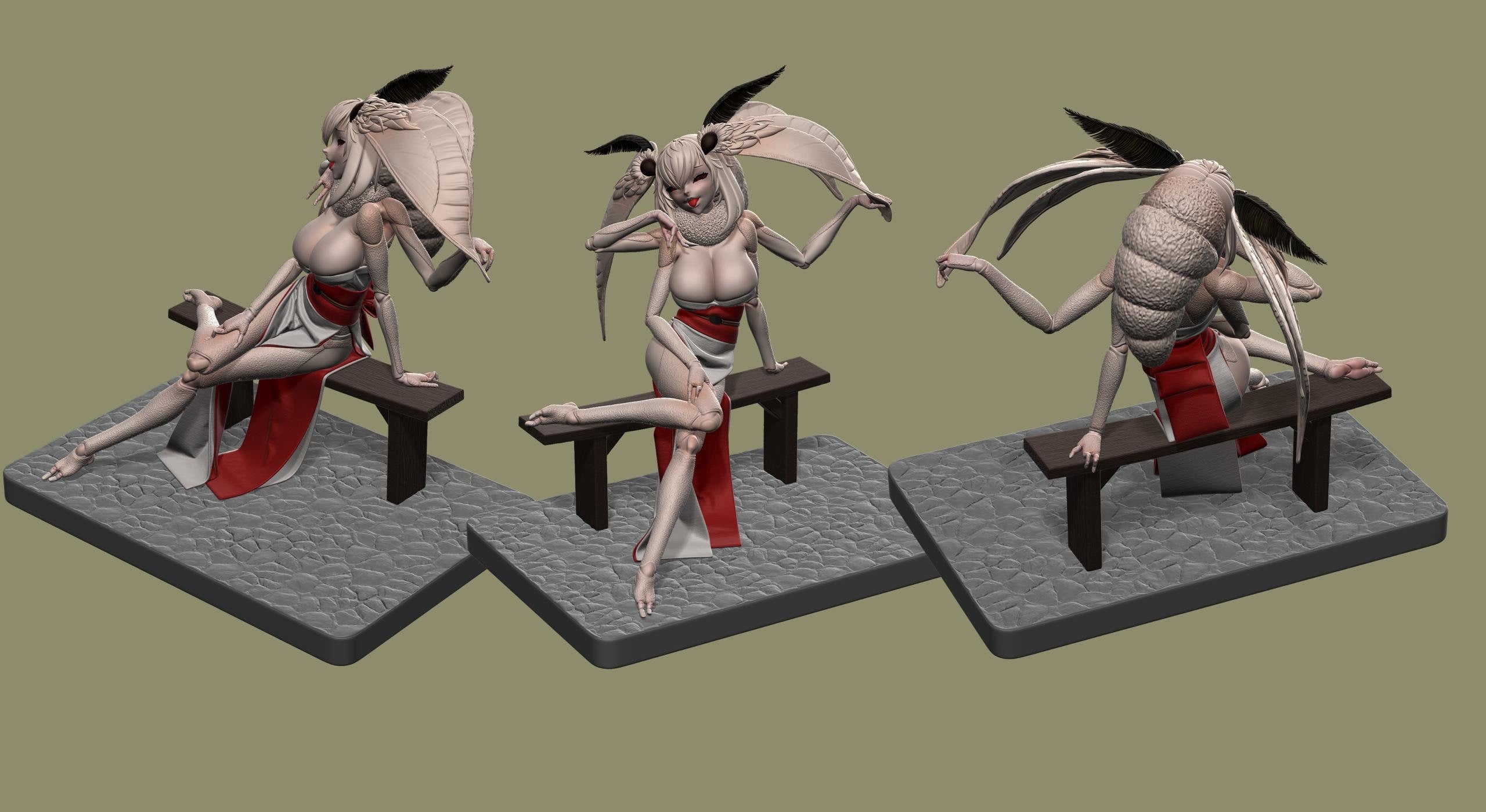 Figure Moth Girl - Shiragasane - 1/6 Scale - Garage Kit Resin